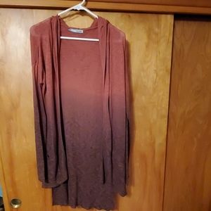Hooded long ombre cardigan